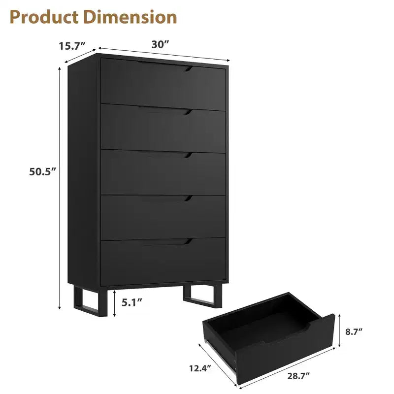 Commode de chambre, commode verticale autoportante avec rangement