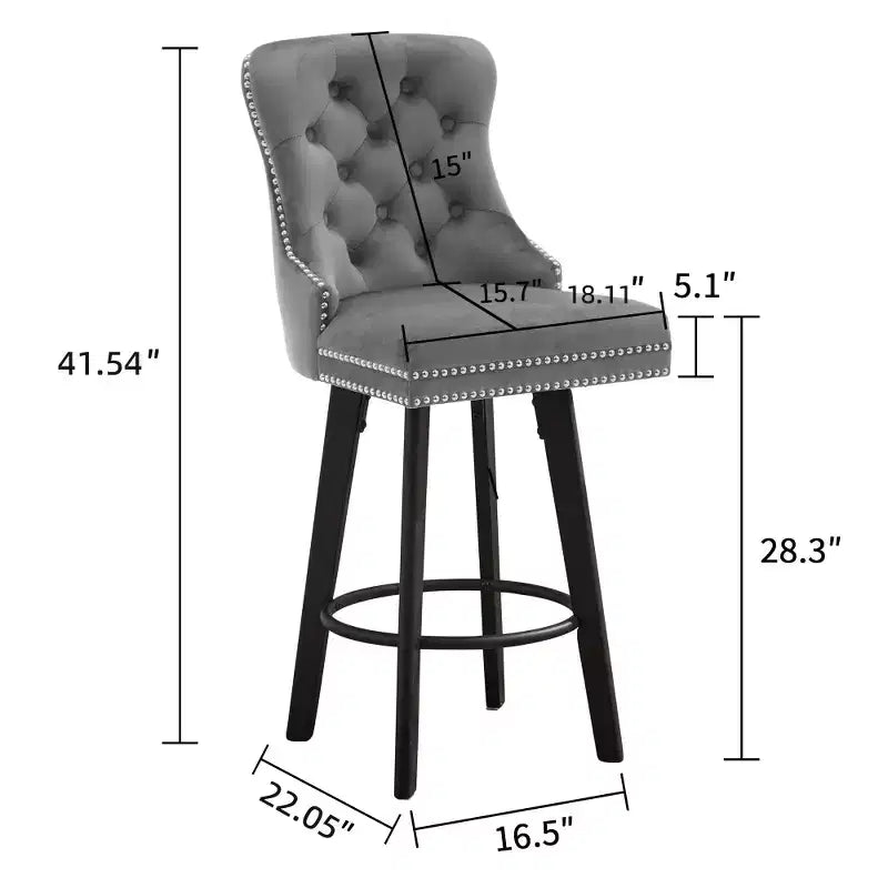Tabourets de bar pivotants modernes en velours