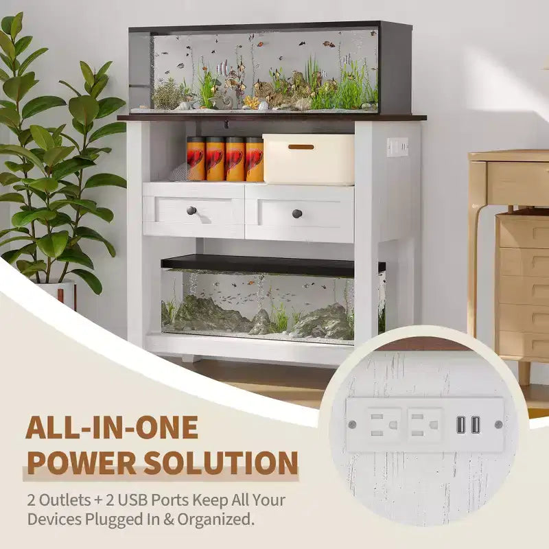 Meuble pour aquarium gallon avec station de recharge