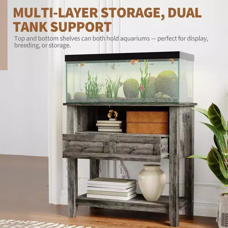 Meuble pour aquarium gallon avec station de recharge