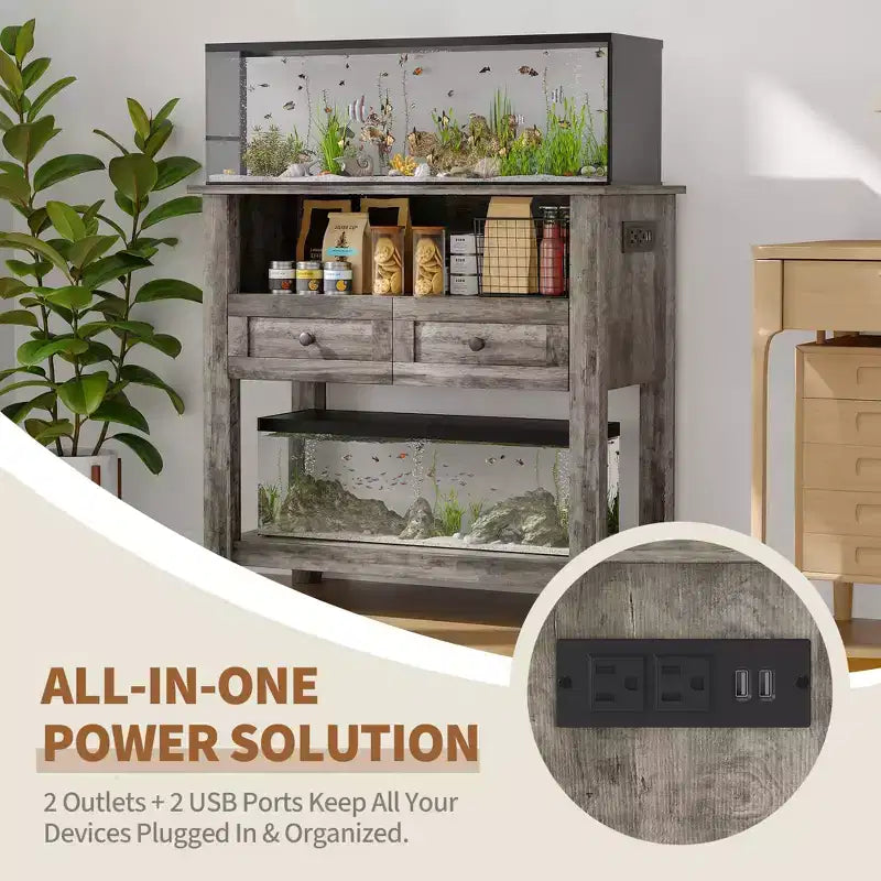 Meuble pour aquarium gallon avec station de recharge