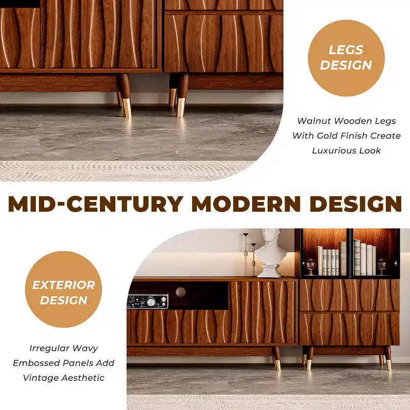 Salon moderne du milieu du siècle Noyer