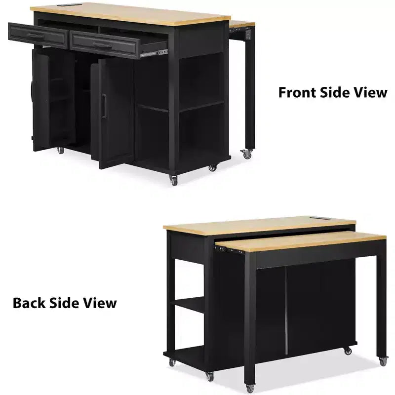 Îlot de cuisine avec table à manger extensible