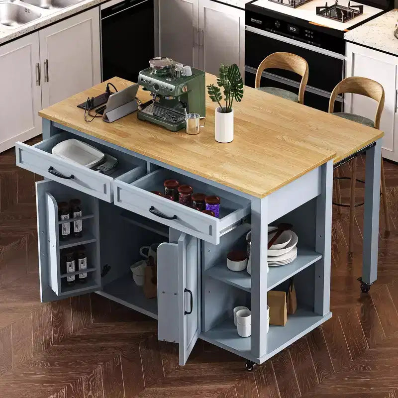 Îlot de cuisine avec table à manger extensible