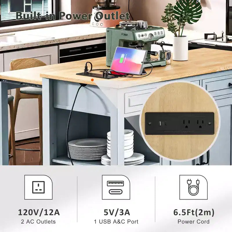 Îlot de cuisine avec table à manger extensible