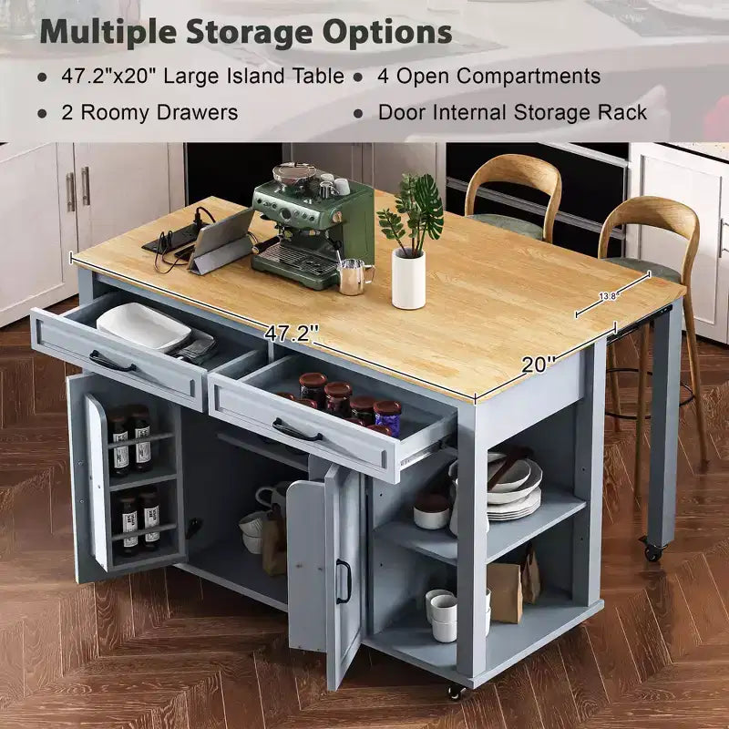 Îlot de cuisine avec table à manger extensible