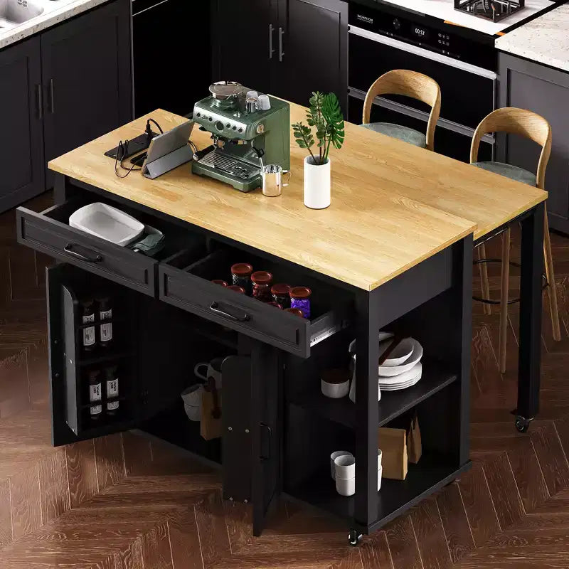 Îlot de cuisine avec table à manger extensible