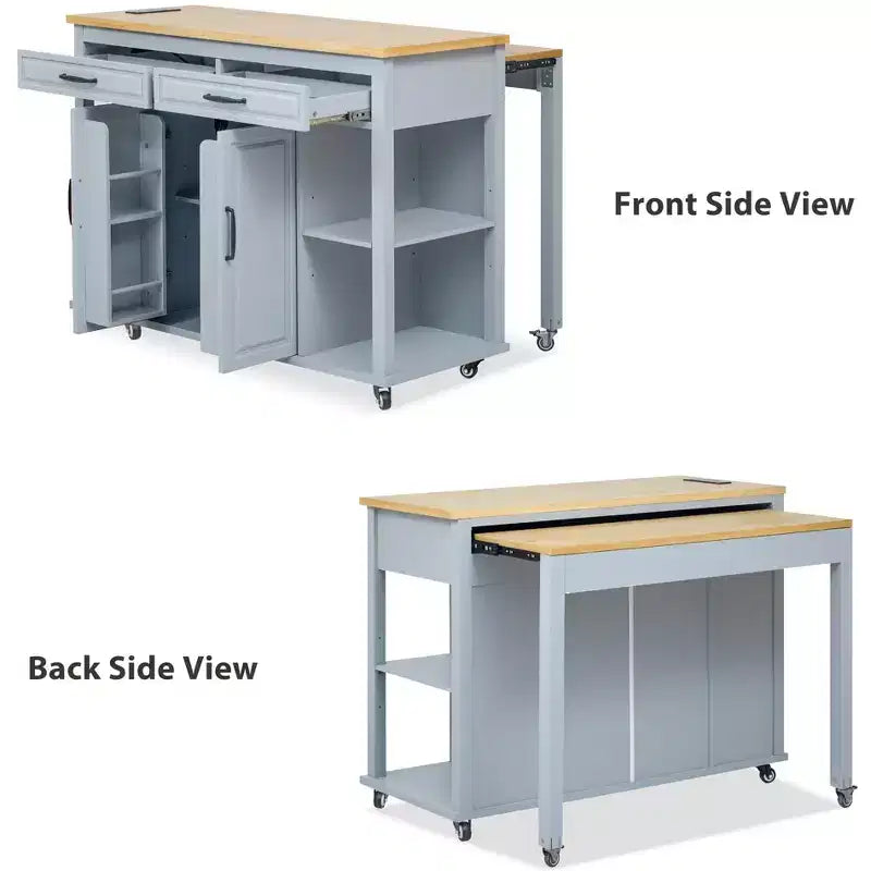 Îlot de cuisine avec table à manger extensible