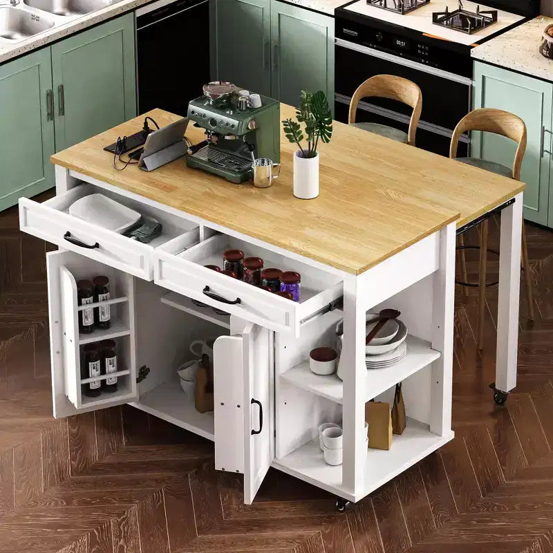 Îlot de cuisine avec table à manger extensible