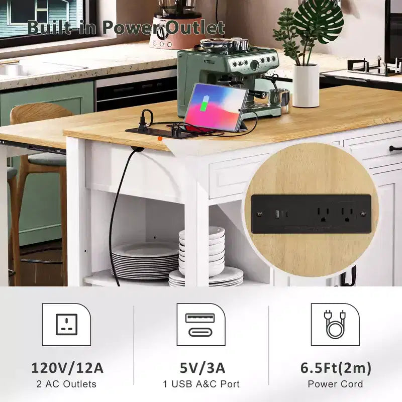 Îlot de cuisine avec table à manger extensible