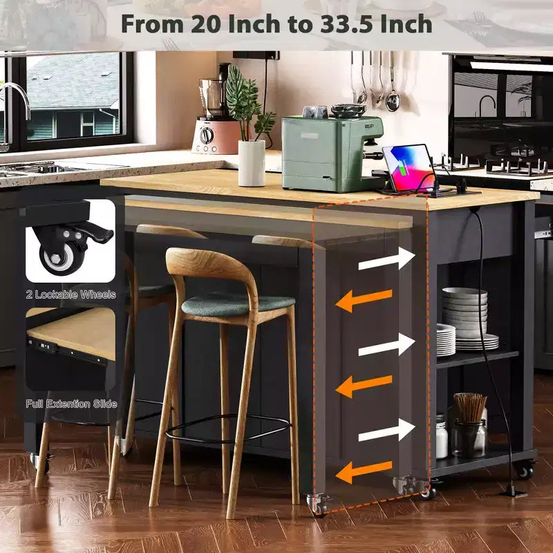 Îlot de cuisine avec table à manger extensible