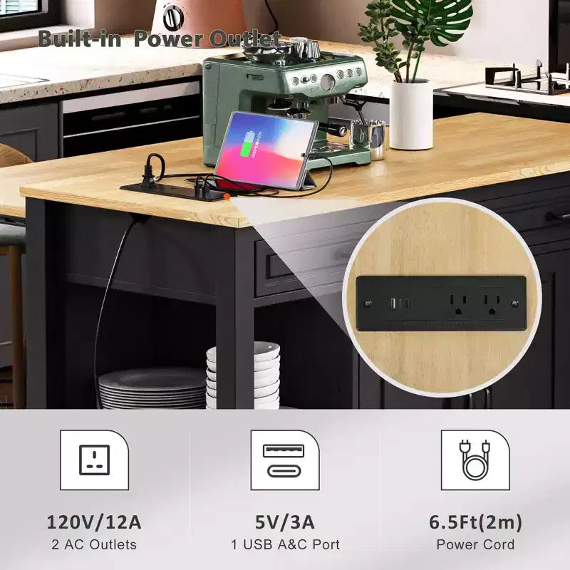 Îlot de cuisine avec table à manger extensible