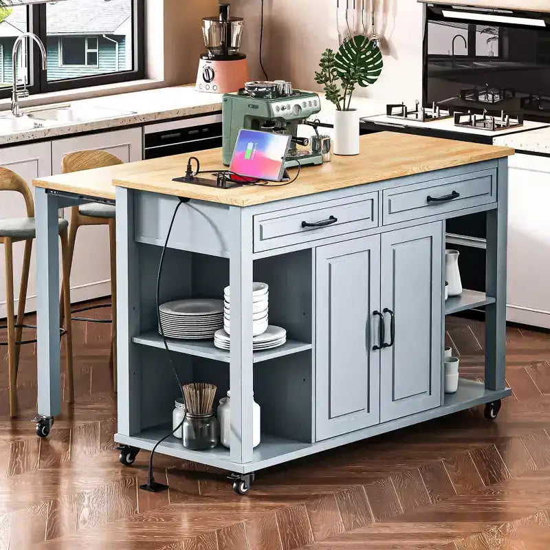 Îlot de cuisine avec table à manger extensible