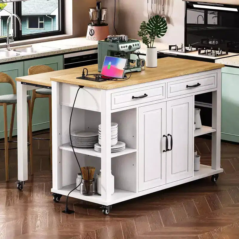 Îlot de cuisine avec table à manger extensible