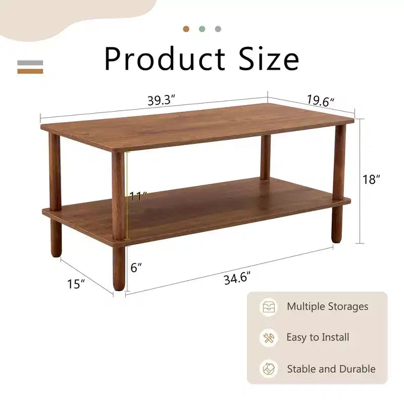 Table basse rectangulaire à deux niveaux