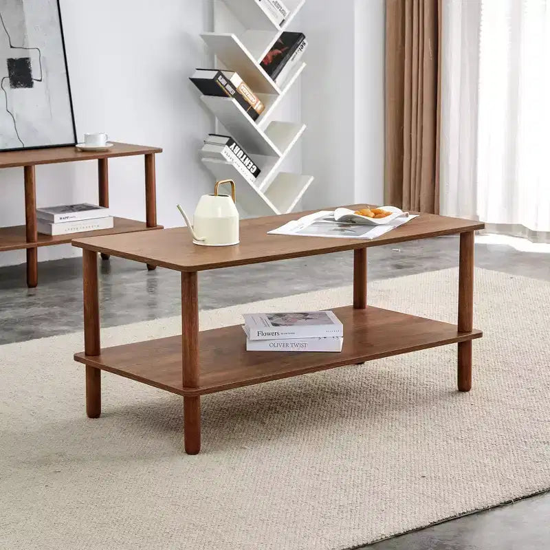 Table basse rectangulaire à deux niveaux