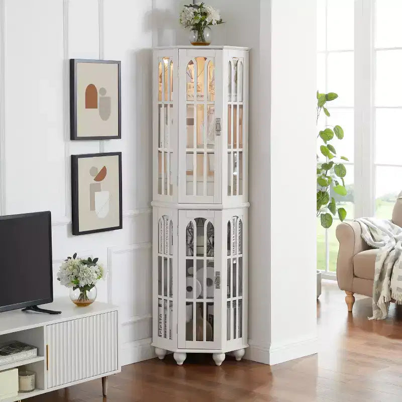Vitrine d'angle avec éclairage intégré