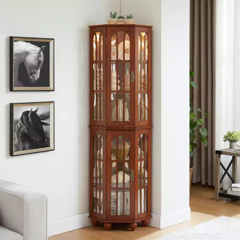 Vitrine d'angle avec éclairage intégré