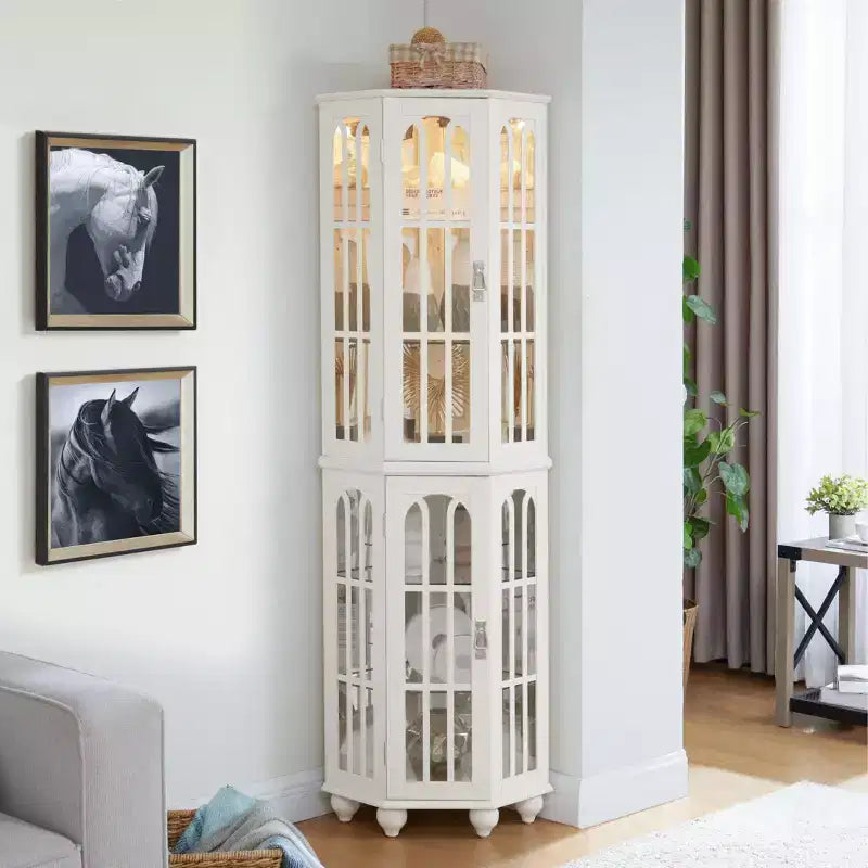 Vitrine d'angle avec éclairage intégré