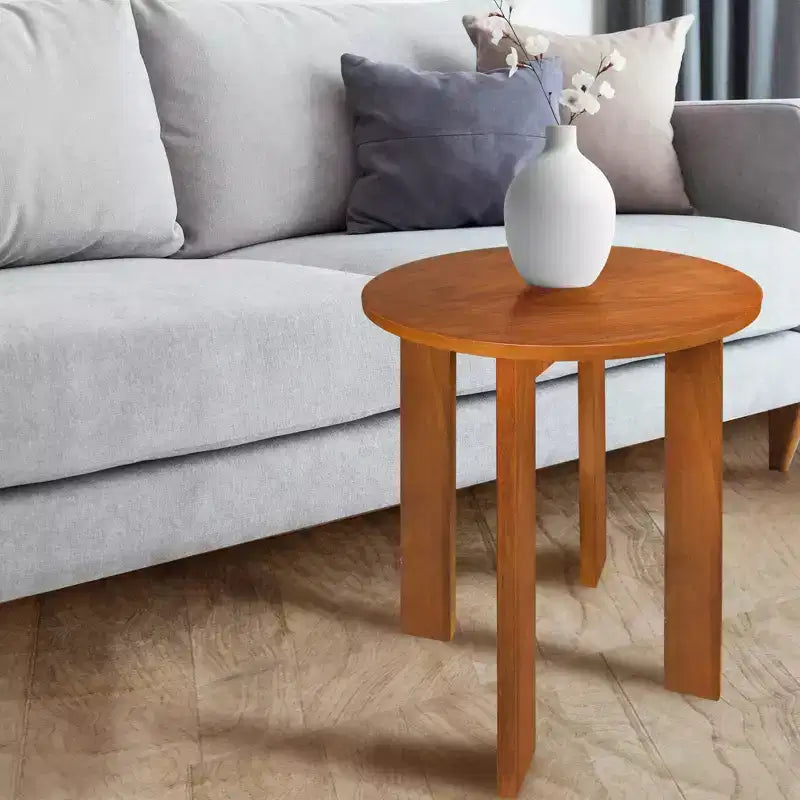 Table d'appoint ronde en bois de gommelier américain chêne doux