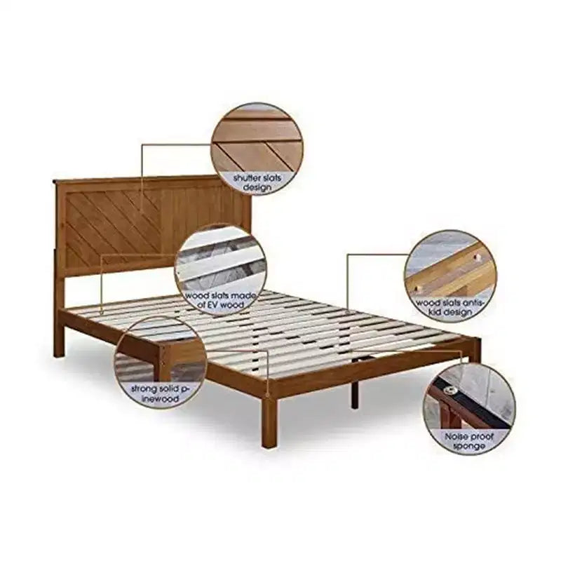 Lit plate-forme rustique en pin massif