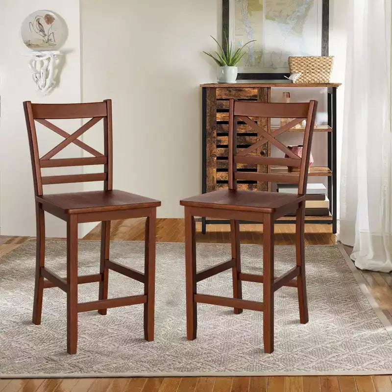 Tabourets de bar Chaises hauteur comptoir avec pieds en bois d'hévéa Noyer