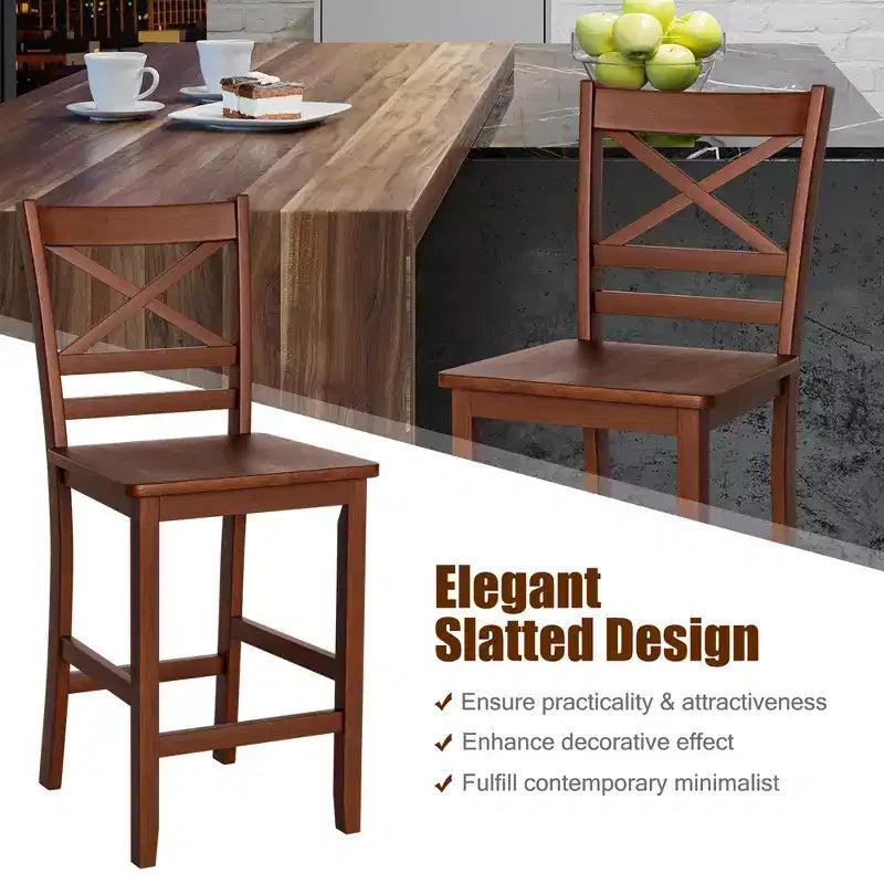Tabourets de bar Chaises hauteur comptoir avec pieds en bois d'hévéa Noyer