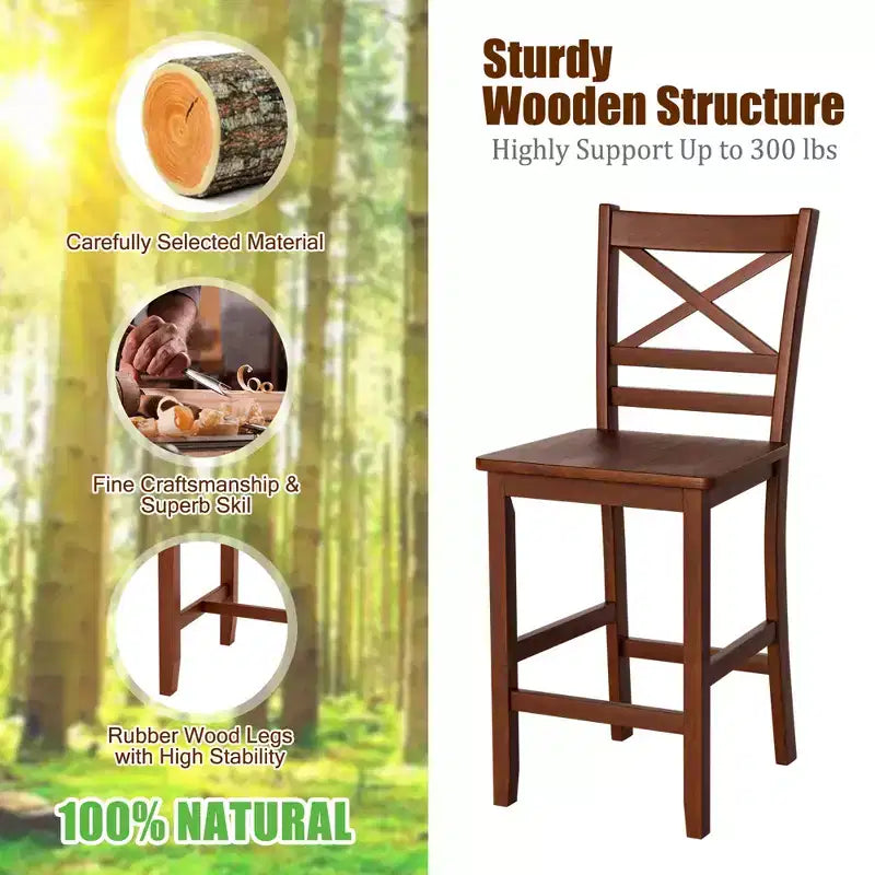 Tabourets de bar Chaises hauteur comptoir avec pieds en bois d'hévéa Noyer