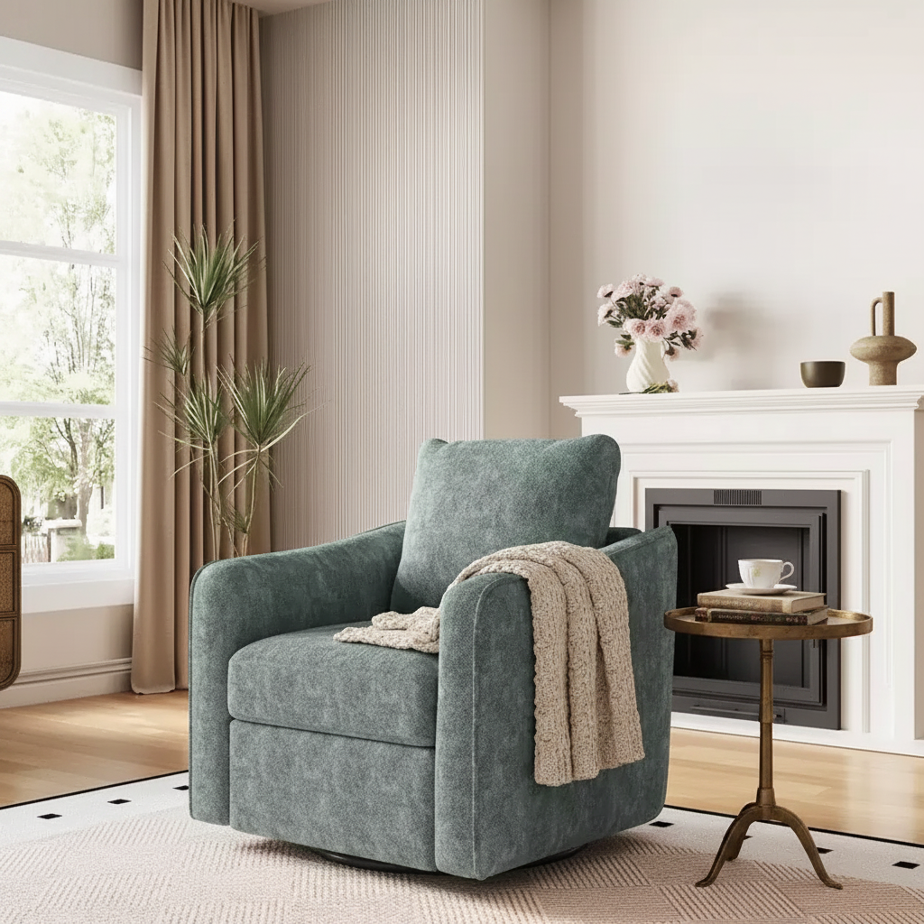 Fauteuil pivotant, fauteuil moderne en lin