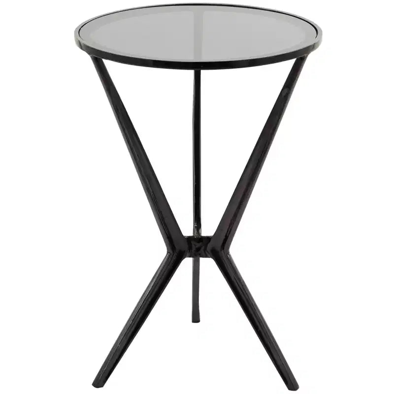 Modern Aluminum and Smoke Glass Accent Table - Olivia & May