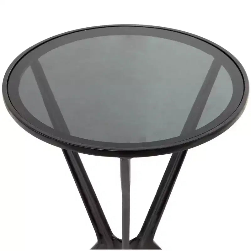 Table d'appoint moderne en aluminium et verre fumé