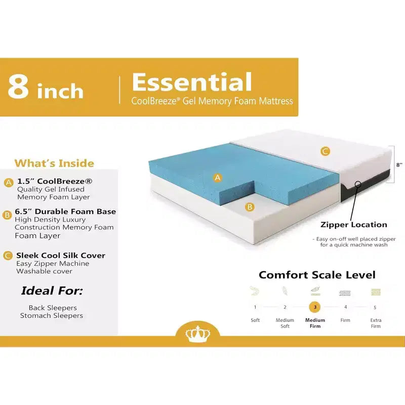 Matelas en mousse à mémoire de forme au gel pour camping-car